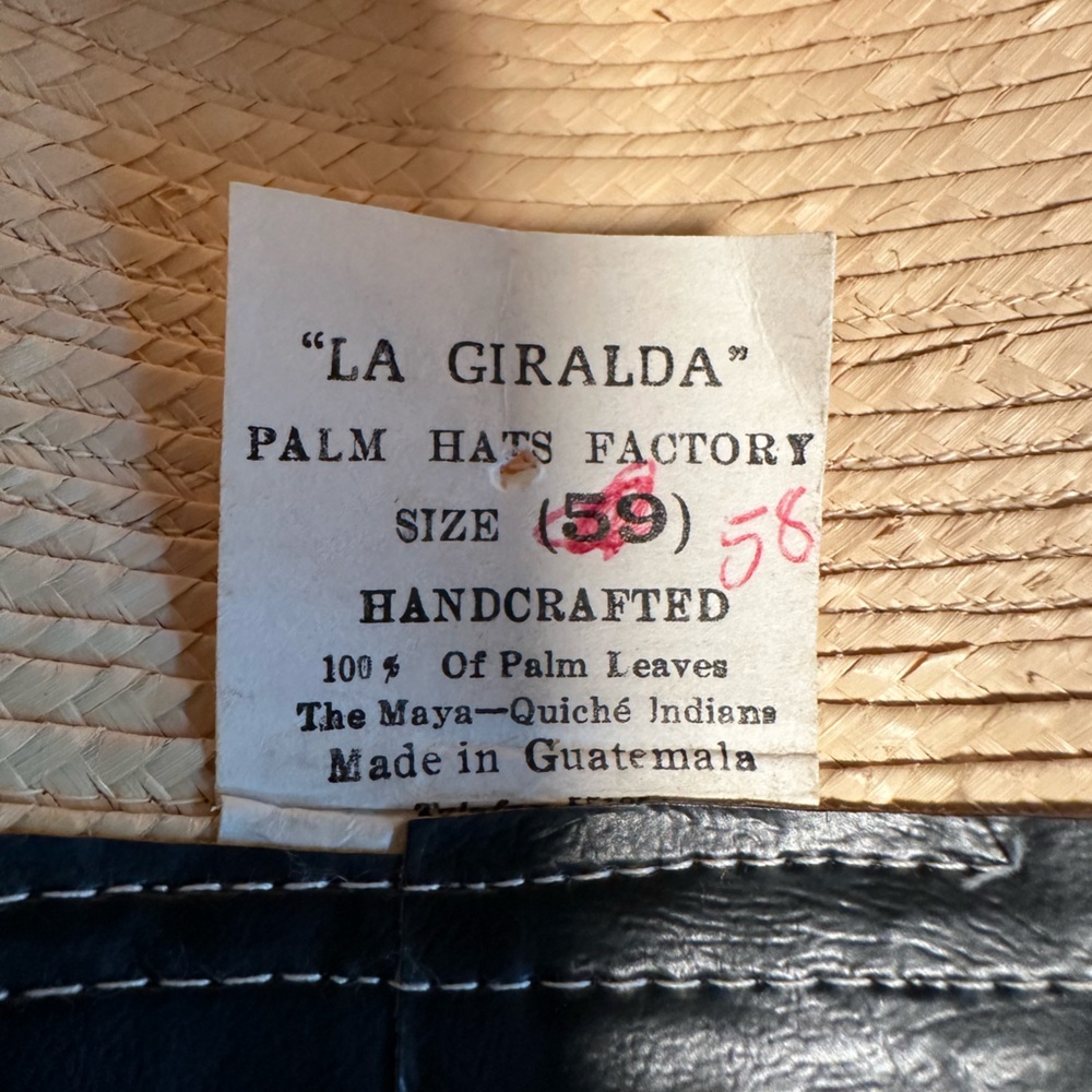 Vintage La Giralda Guatemalan Palm Leaf Hat Beaded Maya Folk Festival Boho Style - Picture 9 of 14